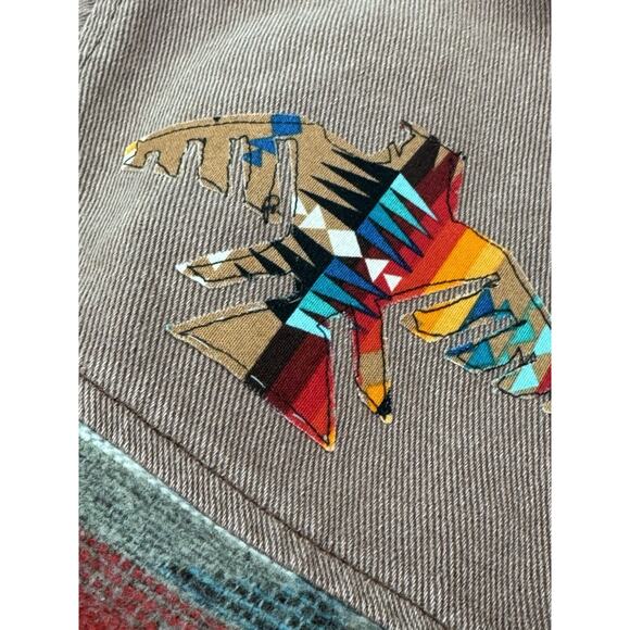 UPCYCLED NWT Lumister Women 2XL Red Denim Aztec Thunderbird Embroidered Shacket - Picture 15 of 16